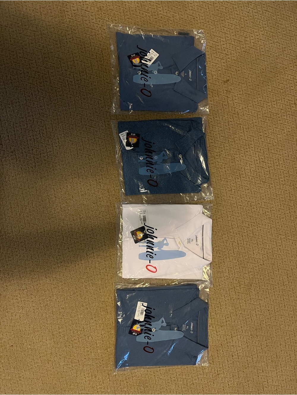 Johnnie-O men’s large-extra large Polo bundle in Blue and White